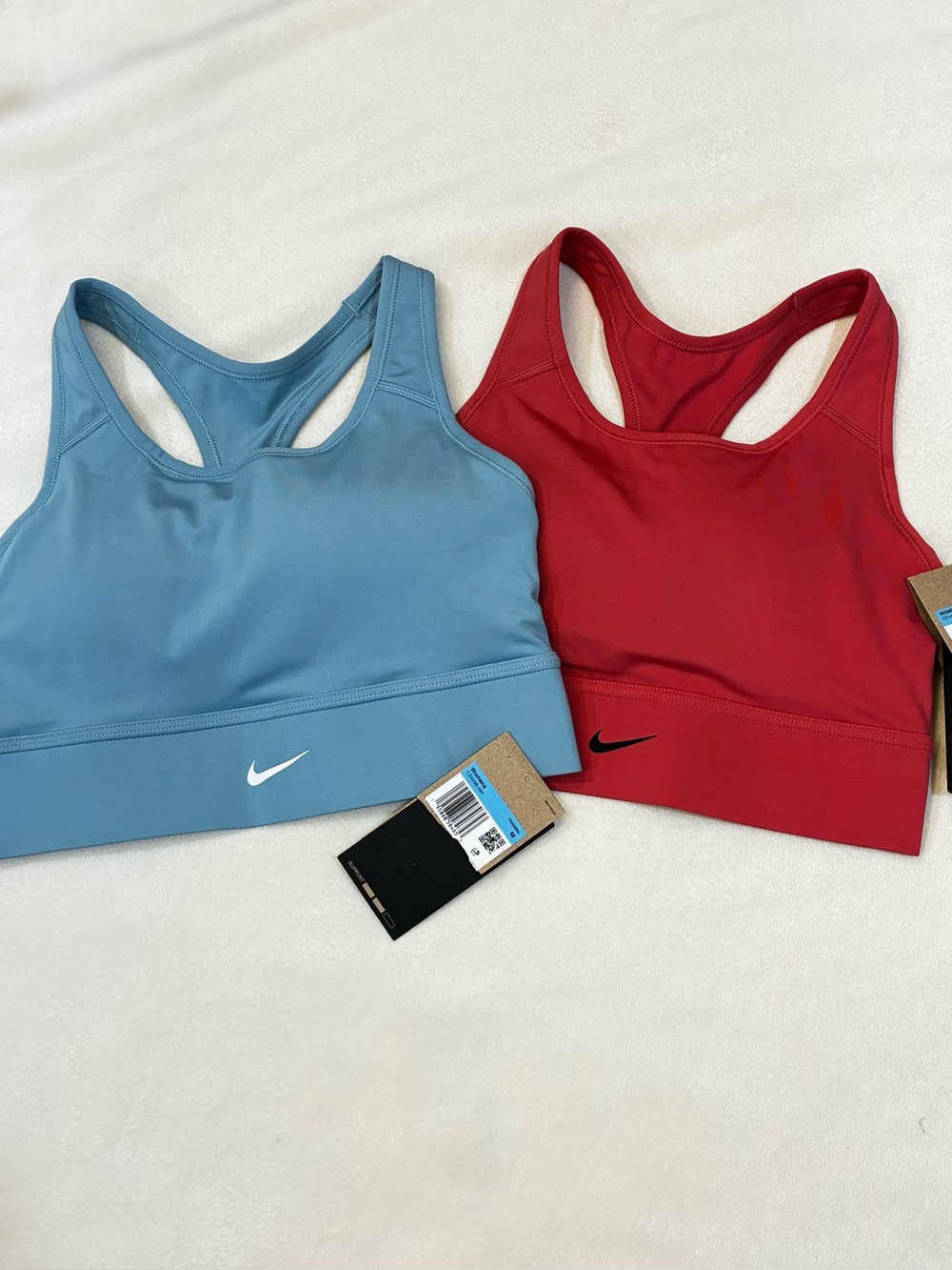 Nike Dri-FIT Swoosh Sports Bra 2 Pack Medium Support NWT  Blue Red Coral Medium